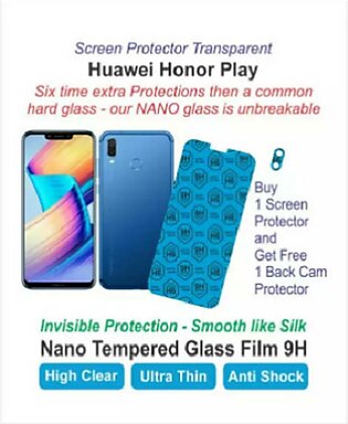 Pack Of 2 - Huawei Honor Play - Screen Protector - Best Material - 1 Nano Glass - 1 Jelly - With 2 Back Cam Protectors