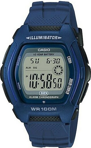 Casio Digital Youth HDD Grey Dial With Blue Rubber Strap Men's Watch - HDD-600C-2AVDF