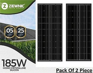 Ziewnic Vertec Series Solar Panel 185 Watt Mono Crystalline ( Pack Of 2 ) High Output And Efficiency Even Under Low Light
