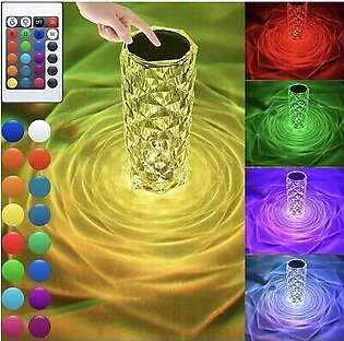 Crystal Lamp Rose Light Diamond Lamp 16 Colors Changing With Remote Control - Room Decoration