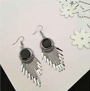 The Jewels Gallery Fashion Trend Simple Exaggerated Temperament Personality Metal Alloy Gold Sweet Tassel Drop Earrings for Women Girls