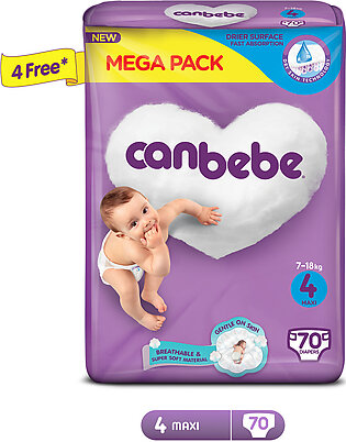 Canbebe Comfort Dry Diapers Mega Pack Maxi Size 4- 70 Pcs ( 7 To 18 Kg)
