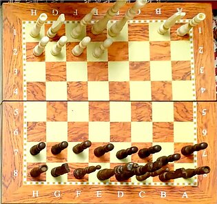 Foldable Wooden Chess Board With 32 Pawns, Chess Board Brown And White Color (size: 16x16 Inches)