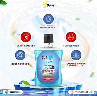 Aquashine Laundry Detergent Liquid - 450ml Equals 2 Kg - 5 In 1 With Bleach, Comfort, Washing Machine Cleaning, 4x More Washing