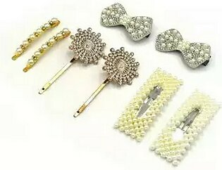 4 Pair Fashion Metal Pearl Hair Clips Decorations Women Hairpins Hair Barrettes Floral Girls Headwear Clamps Styling Accessories