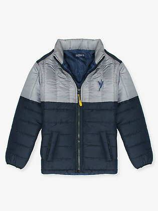 Full Sleeves Puffer Jacket Boys & Girls Vj08-a Grey/navy