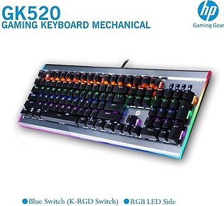 Hp Gk520 Wired Mechanical Gaming Keyboard, Rgb Backlit Usb Keyboard