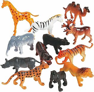 Mini Wild Animals Zoo Toys For Kids - 12 Pcs