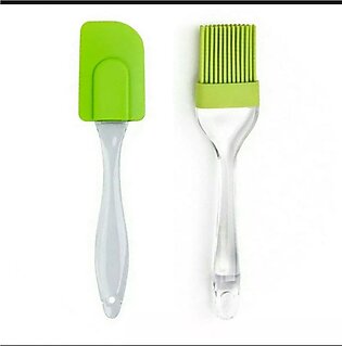 Silicone Oil Brush And Spatula - 2 Pcs Pack