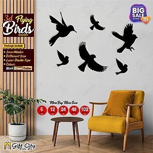 Gift City Black Flying Wooden Birds for Kids Room, 6/12/24/48/102 Pcs Room Decoration, Decoration Accessories, Kids Room Decoration, Girls Room Decoration, Bedroom Decoration Ideas - LCM