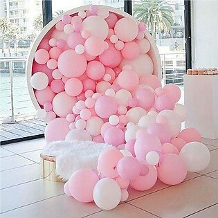 100 Pink & White Large Latex Balloons Pack