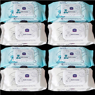 Soft-creme Cotton Baby Wipes (8 Packs) (70 Wet Sheets Each)