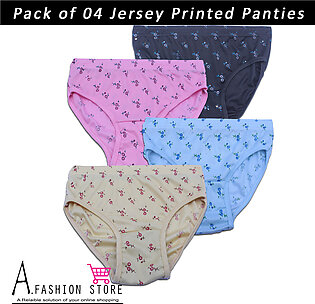 A.Fashion Pack of 04 Jersey Printed Panties For Girls  Multicolour Underwear Brief For Women Undergarments