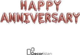DECORISTAN - 16 Inch Happy Anniversary Foil Banner Balloons, 16 Pcs Foil Balloon Set Reusable Material For Wedding, Nikkah, Marriage Anniversary Letter Party Decoration, Party Supplies Available