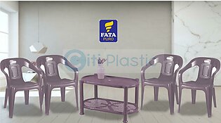 Set Of 4 Plastic Chairs And Plastic Table - Grey