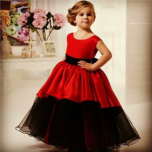 Royal Fancy Dress For Baby Girl Birthday Party Frock Red Black