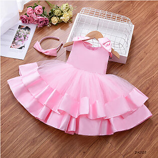 Girl Ball Gown Bow Princess Dresses Holiday Wedding Kids Summer Clothe ( Fabric Net And Silk) ( Size 03 Month To 16 Yrs)