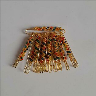 Pack Of (3 pcs ) Brooch New Hijab Pins Safety Pins Style Pins Coiless Safety Pin Fancy Scarf Pins Scraves/scarf Safety Pins Safety Pins For Clothes Shawl Safety Pin Gold Small Safety Pins Decorative New Beautiful Hijab Pins