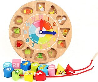 Wooden Toy Colorful Clock Toy Digital Geometry Cognitive Matching Clock Toy Baby Kids Early Educational Toy Puzzles Rabbit Model Montessori Toys