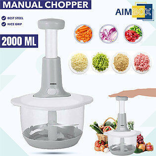 Manual Food Chopper, Speedy Chopper, Multifunctional Vegetable Cutter Meat Mincing Machine, Hand Press Chopper Grinder, Manual Grinder To Chop Fruits Onions Fresh Meat Ginger Herbs Garlic 1500ml By Aimbox