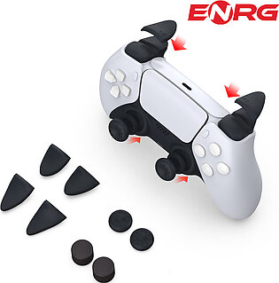 Enrg 8 In 1 Thumb Stick Grip For Key Caps Joystick Cover L2 R2 Trigger Extender Controller Accessories For Sony Playstation Ps5/ps4 - Black
