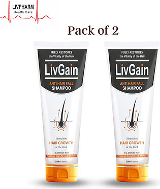 Pack Of 2 Livgain Anti Hair Fall Shampoo - 100ml - (for Men & Women) Stimulates Hair Growth, Prevent Hair Loss