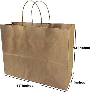 10pcs Kraft Paper Bag With Handles Solid Color Gift Packing Bags For Store Clothes Wedding Christmas Party Supplies Handbags 110grams - 17 X 13 X 4
