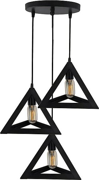 3 In 1 Base Triangle Shape Hanging Lamp, Ceiling Lamp, Pendant Lamp, For Home, Office, Tv Lounge, Bed Room, Led Light, Led Bulb, Filament Bulb