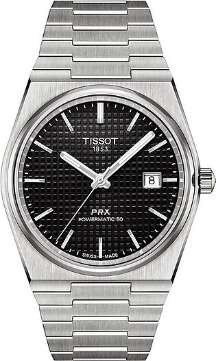 New Tissot Prx Powermatic 80 Black Dial With Grey Bracelet Men's Watch - T137.407.11.051.00