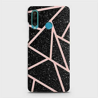 Huawei P30 lite Cover Case Black and pink line Hard Cover- Design 44 Cover