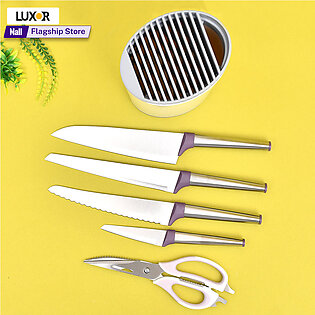 Knife Set With Holder- Stainless Steel Cooking Knives Set- Knife And Scissors Set- Tessie And Jessie Kitchen Accessories