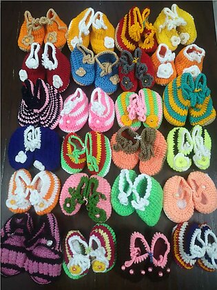 Handmade Woolen Crochet Booties for Boys Girls New Born