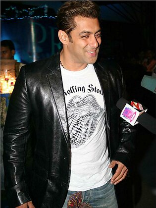 Salman Khan Faux Leather Coat For Men - Black