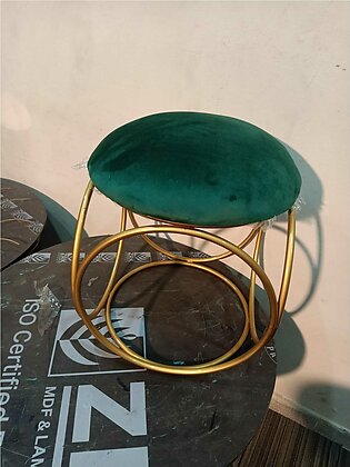 Nestroots Sitting Stool For Living Room Furniture Ottoman Pouffes For Sitting | Metallic Side Table Puffy Foot Stool With Metalic Ring Gold Legs Home Furniture ( 16 Inch Red )