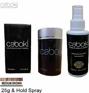 Caboki Hair Fiber 25g Medium Brown + Caboki Fiber Hold Spray 190ml