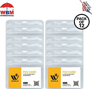 WBM Card Holder, Transparent Exhibition Cover Suitable for All Kind of ID Cards Moisture and Scratch Protection PVC Card Holder - 12Pcs