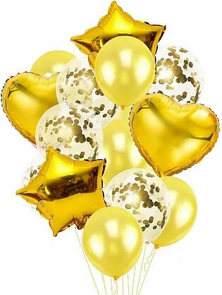 14pcs Latex Balloons Confetti Balloons Star And Heart Foil Balloons Birthday Accessories Happy Birthday Decoration Balloons For Birthday , Anniversary , Engagement , Bridal Shower And Baby Shower Decoration Anniversary Decoration