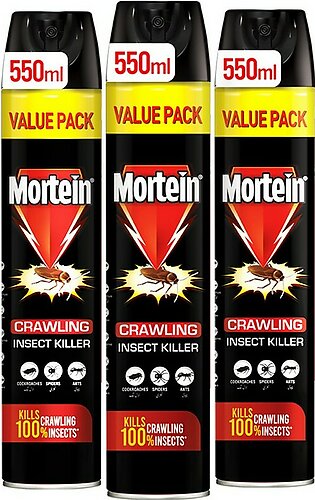 Mortein Crawling Insect Killer Spray Kills 100% Crawling Insects 550ml - Pack of 3