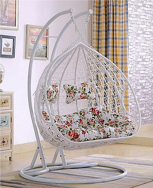 Shizi Double Seater Swing Chair Jhoola With Stand, Cushion Set - Hanging Jhola Swing Chair For Two Persons