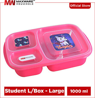 Maxware Household Student Lunch Box Large 1000ml, Lunch Box With Three Portions/compartments