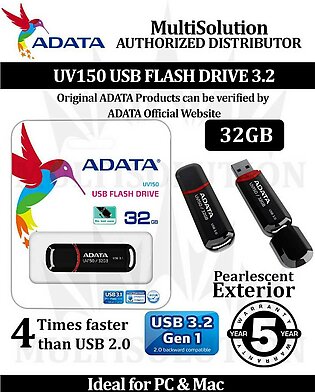 Adata 32gb Usb Flash Drive Uv150 Black - 5 Years Warranty