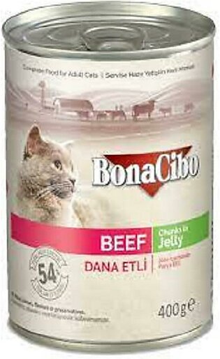 Bonacibo Chunks In Jelly Adult Cat Food -400 Grams -beef