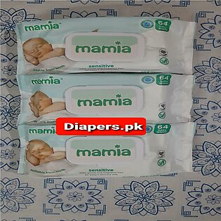 Mamia Baby Wipes Pack Of 3 Gentle All Over Wipes Sensitive 64 Pcs Each