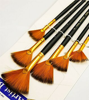 Pack Of 6 Fan Brush Set For Painting, High Quality Nylon Professional Art Brush Set, Water Color Oil Acrylic Paint Brush Set-100% Top Quality