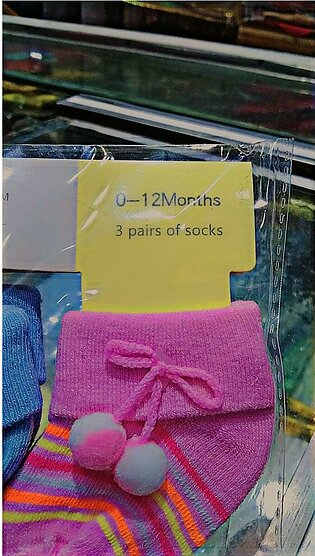 Pack Of 3 Newborn Baby Socks For Baby Girl Cute Balls Socks Three Random Colors