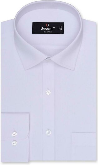 Uniworth Plain White Tailored Smart Fit Shirt For Men