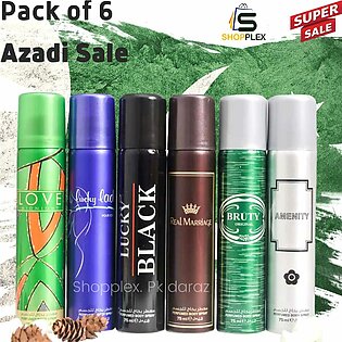 Pack Of 6 - Body Sprays For Women Long Time Fragrance 75ml Each