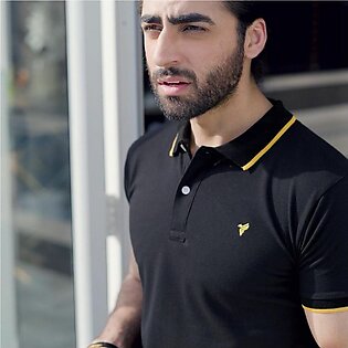 Fitted Black Vogue Polo For Men