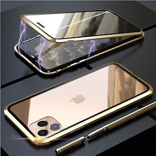 Luxury Iphone 12 Pro Max Front Back Tempered Glass Magnetic Case Metal Phone Cover