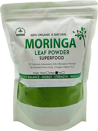 Organic Moringa Leaf Powder - 500gm Pack Pure Refine Lush Green Powder
